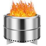 Garvee 27" Portable Smokeless Firepit with Stand - Stainless Steel Wood Burning Bonfire Fire Pit for Camping & Picnic, Large with Carry Bag & Split Structure - Silver