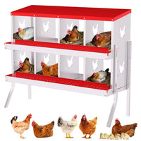 Garvee 8 Compartments Metal Chicken Nesting Boxes, Nesting Boxes with Metal Legs, Chicken Laying Box with Roll Out Egg Collection with Vented Holes