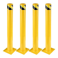 Garvee Safety Bollard 48 Inch Height, 4.5 Inch Diameter, Yellow Steel Bollard Post with 8 Anchor Bolts for Traffic Control, Driveway Barrier, Parking Pole