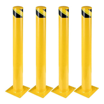 Garvee Safety Bollard 48 Inch Height, 4.5 Inch Diameter, Yellow Steel Bollard Post with 8 Anchor Bolts for Traffic Control, Driveway Barrier, Parking Pole