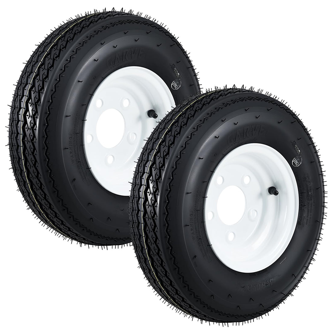 Garvee 4.80-8 Trailer Tire and Wheel Assembly, Heavy-Duty Load Range C 6PR, 8 Inch White Modular Wheel for Utility Boat Camper Trailers, Set of 2