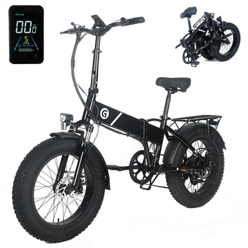 Garvee 20" x 4.0 Fat Tires Folding Electric Bike for Adults, 48V Removable Lithium Battery 750W Peak Power E-Bike, Large LCD Display, 6 Levels of Pedal Assist for Commuting and Riding