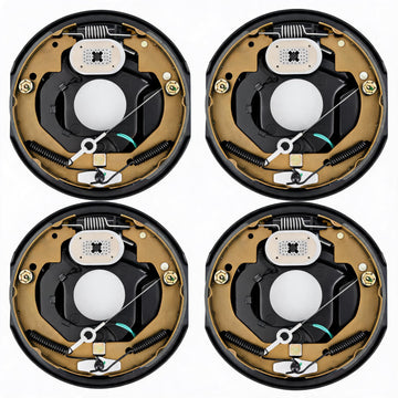Garvee 10"x2-1/4" Electric Trailer Brake Assembly, Self-Adjusting Electric Brakes Kit for 3500 Lbs Axle, 4-Hole Mounting Brake Backing Plates, Left & Right Side Braking System Replacement Parts, 2 Pair