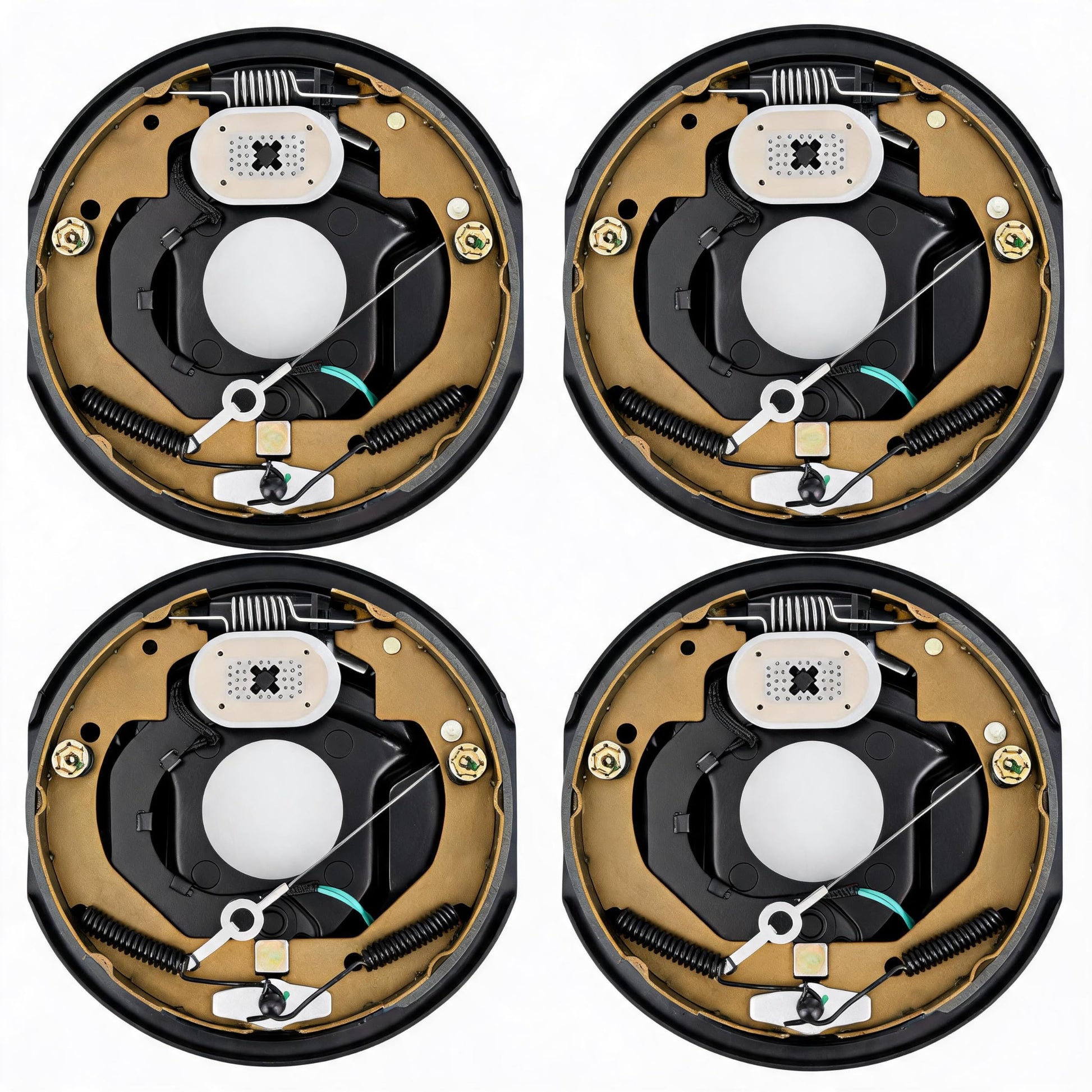 Garvee 10"x2-1/4" Electric Trailer Brake Assembly, Self-Adjusting Electric Brakes Kit for 3500 Lbs Axle, 4-Hole Mounting Brake Backing Plates, Left & Right Side Braking System Replacement Parts, 2 Pair