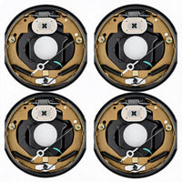 Garvee 10"x2-1/4" Electric Trailer Brake Assembly, Self-Adjusting Electric Brakes Kit for 3500 Lbs Axle, 4-Hole Mounting Brake Backing Plates, Left & Right Side Braking System Replacement Parts, 2 Pair