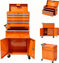Garvee 20 Inch Heavy-Duty Tool Chest with 5 Drawers, Rolling Tool Box Cabinet on Wheels, 2-in-1 Detachable Tool Storage Organizer for Garage, Workshop, and Home Improvement, Locking Steel Tool Cart with Top Tool Box, Orange