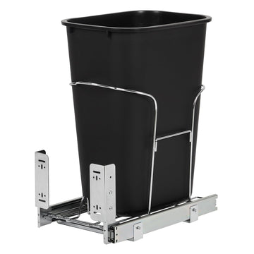 Garvee 1×35 QT Garbage Waste Recyling Bin with Full Extension Slides, Space-Saving Design, Eco-Friendly Waste Management, Multi-Purpose Bins, Pullout Trash Can for Under Kitchen Cabinets, Black