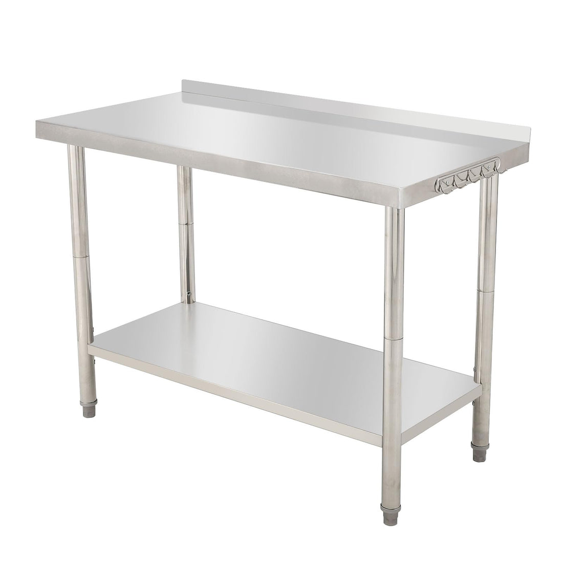 GARVEE 48"L x 24"W x 35"H Stainless Steel Work Table - Heavy-Duty Prep Table with Undershelf, Backsplash, and Hooks for High Load Bearing in Kitchen and Restaurant