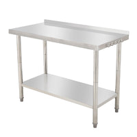 GARVEE 48"L x 24"W x 35"H Stainless Steel Work Table - Heavy-Duty Prep Table with Undershelf, Backsplash, and Hooks for High Load Bearing in Kitchen and Restaurant