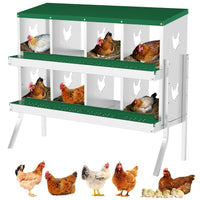 Garvee 8 Compartments Metal Chicken Nesting Boxes, Nesting Boxes with Metal Legs, Chicken Laying Box with Roll Out Egg Collection with Vented Holes