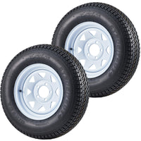 Garvee Set of 4 ST205/75D14 Trailer Tires with 14'' Rims, 5 Lug 4.5'', Load Range C, 6PR, White, Durable All-Season
