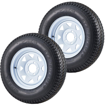 Garvee Set of 4 ST205/75D14 Trailer Tires with 14'' Rims, 5 Lug 4.5'', Load Range C, 6PR, White, Durable All-Season
