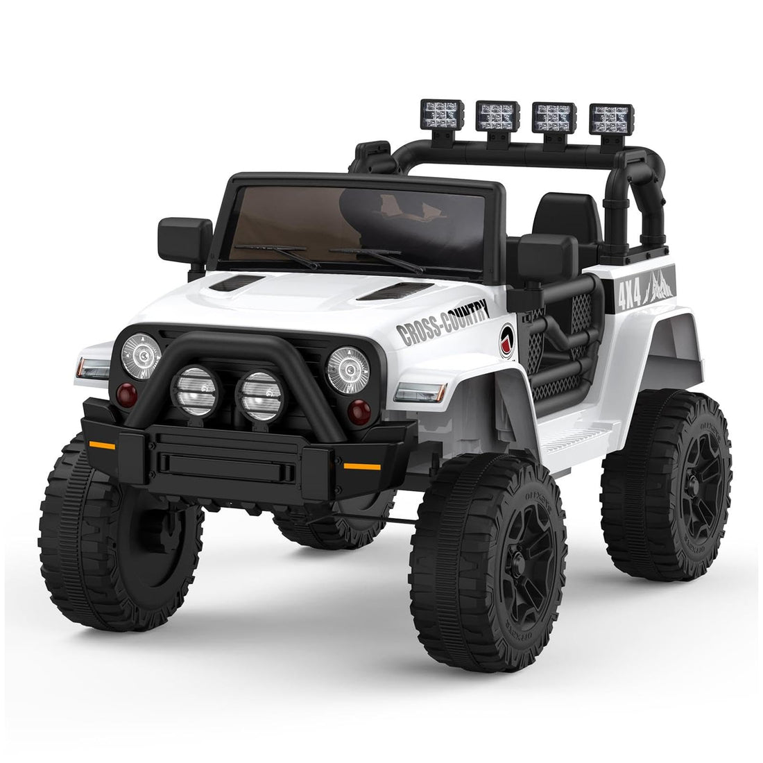 Garvee Ride - P Series: 12V Kids Ride On Truck Car w/Parent Remote Control, Spring Suspension, Led Lights,3 Speed Adjustable, Kids Gift for Boys and Girls - White