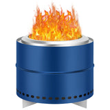 Garvee 20 Inch Portable Smokeless Firepit with Stand, Bonfire Wood Burning Fire Pit for Camping & Picnic Outside, Stainless Steel Large Fire Pit with Carry Bag, Split Structure - Blue