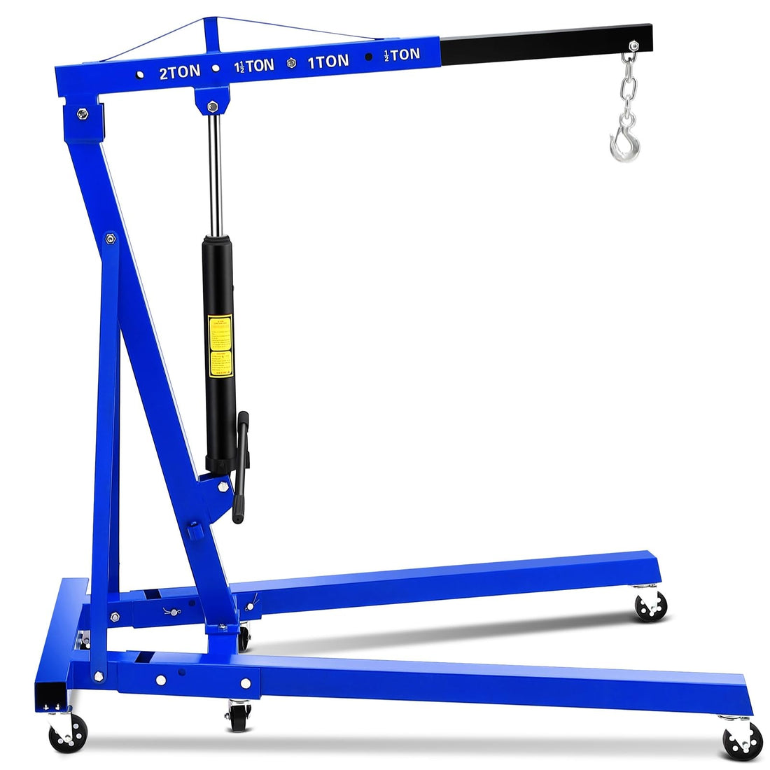 Garvee Engine Hoist Cherry Picker 2 Ton Hydraulic Shop Crane Blue, Collapsible Frame, 360° Swivel Casters, Adjustable Boom, Heavy-Duty Lifting