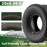Garvee 20x8.00-8 Mower Tire 2Pcs for Garden Tractors & Riding Mowers
