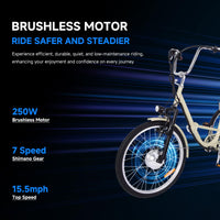 Garvee 26 Inch Adult 3 Wheel Electric Tricycle with Basket, Fat Tires,7 Speeds,350W Powerful Motor, 36V 10Ah Removable Battery - Beige