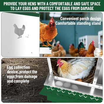 Garvee Nesting Boxes for Chickens, 10 Compartment Chicken Nesting Box with Elevated Metal Legs, Metal Chicken Laying Boxes with Perch, Secure Lid, Versatile Wall Mount or Free Standing for Hens, Green