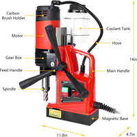 Garvee 1100W Mag Drill Press , 1.57 in Boring Diameter, 580 RPM 2922lbf Magnetic Adhesion for Industrial Home Steel Fabrication