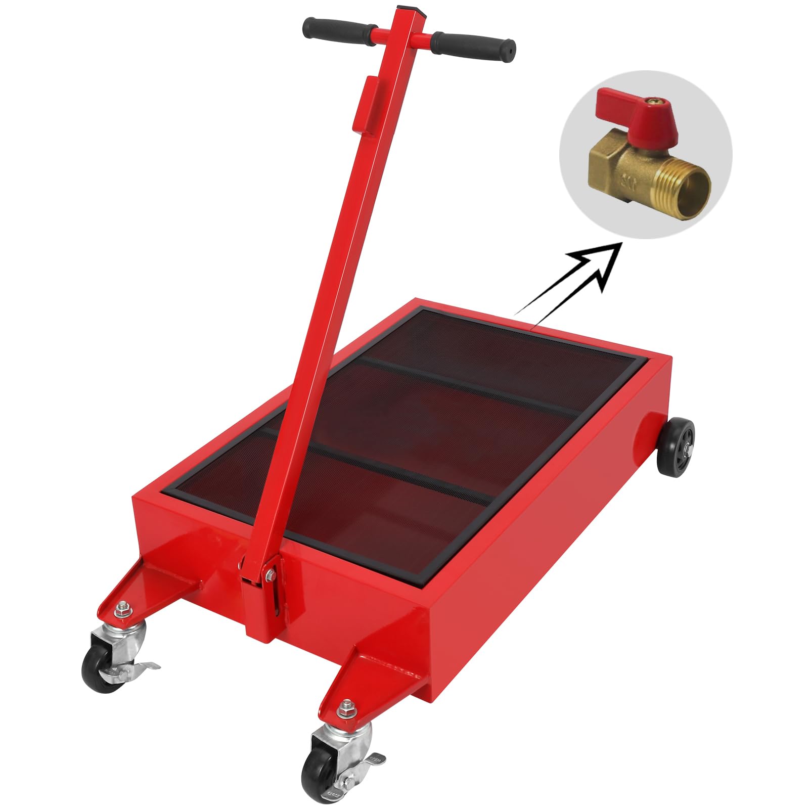 Garvee Oil Drain Pan 25 Gallon Oil Drain Tank with Switch, 95L Oil Change Pan, Large Capacity Oil Change Pan, Folding Handle, Swivel Casters Wheels, Rolling Oil Drain Cart for Trucks, Buses, RVs