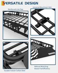 Garvee 51"x 36"x 5" Roof Rack Basket Rooftop Cargo Carrier with Extension Black Car Top Luggage Holder Universal for SUV Cars