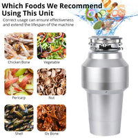 Garvee 3/4HP Garbage Disposal, Sink Garbage Disposal With Air Switch, Continuous Feed Food Waste Disposer Cleaner With 14 In Power Cord, 560W 4200r/Min,Rose Gold