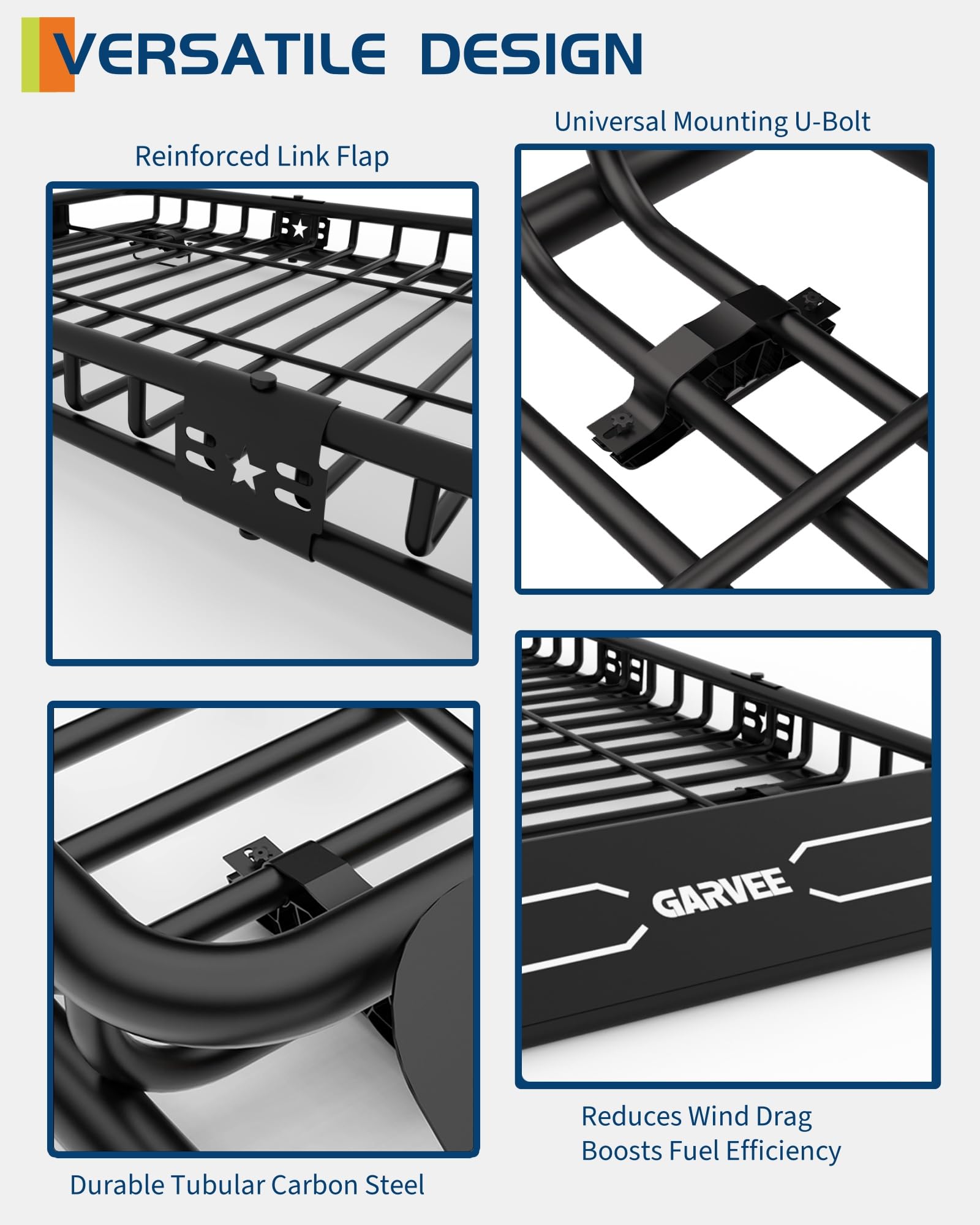 Garvee 49"x 36"x 5" Universal Roof Rack Carrier Basket, 200 LBS Capacity, Heavy Duty Rooftop Cargo Rack, for SUVs, Trucks, Vehicles, Spider, Black