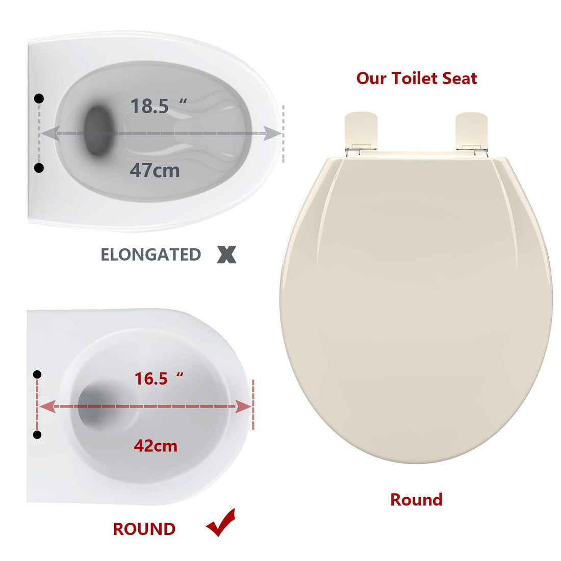 Garvee Toilet Seat Round,Toilet Seat with Quick-Release And Quick-Attach, Plastic Toilet Seat with Soft Close,Easy Install and Clean - Fits Most Round Toilets Almond