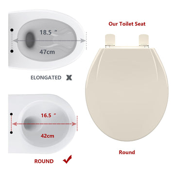Garvee Toilet Seat Round,Toilet Seat with Quick-Release And Quick-Attach, Plastic Toilet Seat with Soft Close,Easy Install and Clean - Fits Most Round Toilets Almond