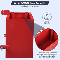 Garvee Ballast Box 3 Point Category 1 Tractor, 800lbs Capacity Tractor Ballast with 2" Hitch Receiver, Fits Category 1 Tractor Attachment, Black