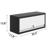 Garvee Heavy-Duty 30" Metal Wall Cabinet with Lock - Hydraulic Flip-Up Door, 33 lbs CapacitWall-Mounted Tool Storage Organizer for Garage, Kitchen, Office, and Workshop, Black Grey