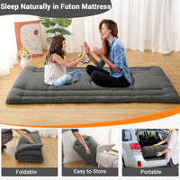 Garvee Futon Mattress Twin Size, Japanese Floor Mattress Foldable Tatami Mat, Roll Up Floor Bed Mattress Kids Floor Play Mat, Japanese Floor Bed for Dorm House Guest, Dark Grey