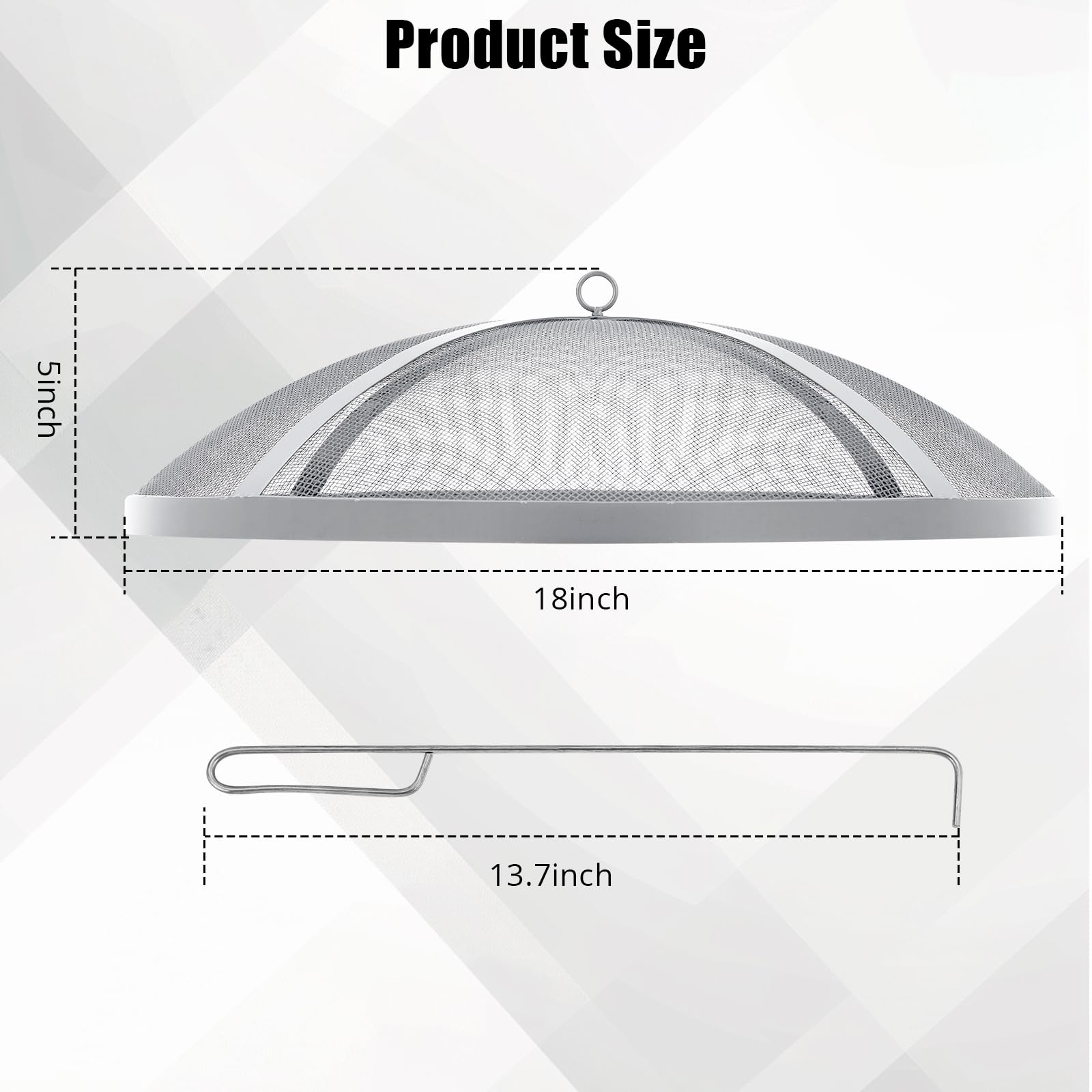 Garvee Fire Pit Spark Screen Cover for Campfires - Easy Lift Stainless Steel, Mesh Protector, Guide Rod Included, Outdoor Patio & Backyard Accessory, Silver，18 * 18 * 5inch