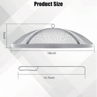 Garvee Fire Pit Spark Screen Cover for Campfires - Easy Lift Stainless Steel, Mesh Protector, Guide Rod Included, Outdoor Patio & Backyard Accessory, Silver，18 * 18 * 5inch