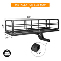 Garvee Hitch-Mounted Cargo Basket, 750 Lbs Capacity Vehicle Cargo Carrier Fit 2" Receiver with High Side Rails Fits 2" Receiver Stabilizer for Suv, Rv, Truck, Trailer, Pickup