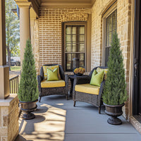 Garvee Artificial Cedar Topiary Trees for Home Decor, 4ft Fake Cypress Trees Potted Faux Evergreen Plants for Outdoor Indoor Front Porch Garden Set of 2