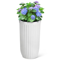 Garvee 31" Tall White Planter with Water Level Monitor, Self-Watering System & Wheels - Medium Flower Pot for Living Room, Office, Patio & Garden