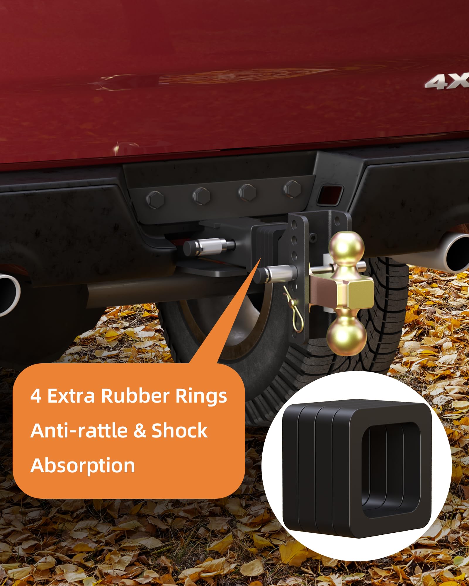 Garvee Adjustable Trailer Hitch Solid Hitch, Fits 2-Inch Receiver, 5-Inch Drop Hitch, Steel Tow Balls 2" & 2-5/16, 12,500 LBS GTW for Heavy Duty Truck, with 2 Locks