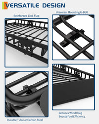 Garvee 46"x36"x5" Universal Roof Rack Carrier Basket - 200 lbs Capacity Heavy-Duty Rooftop Cargo Rack and Luggage Holder for SUVs, Trucks, and Vehicles, Black