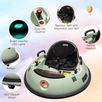 Garvee Ride B Series 12V Electric Ride on Bumper Car for Toddlers, Kids Bumper Car with Remote Control, LED Lights & 360 Degree Spin, Indoor and Outdoor for 18+ Months Kids - Green