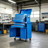 Garvee 8-Drawer Rolling Tool Chest 2-in-1 High Capacity Tool Storage with Locking System Wheels and Liners for Garage Workshop, Blue