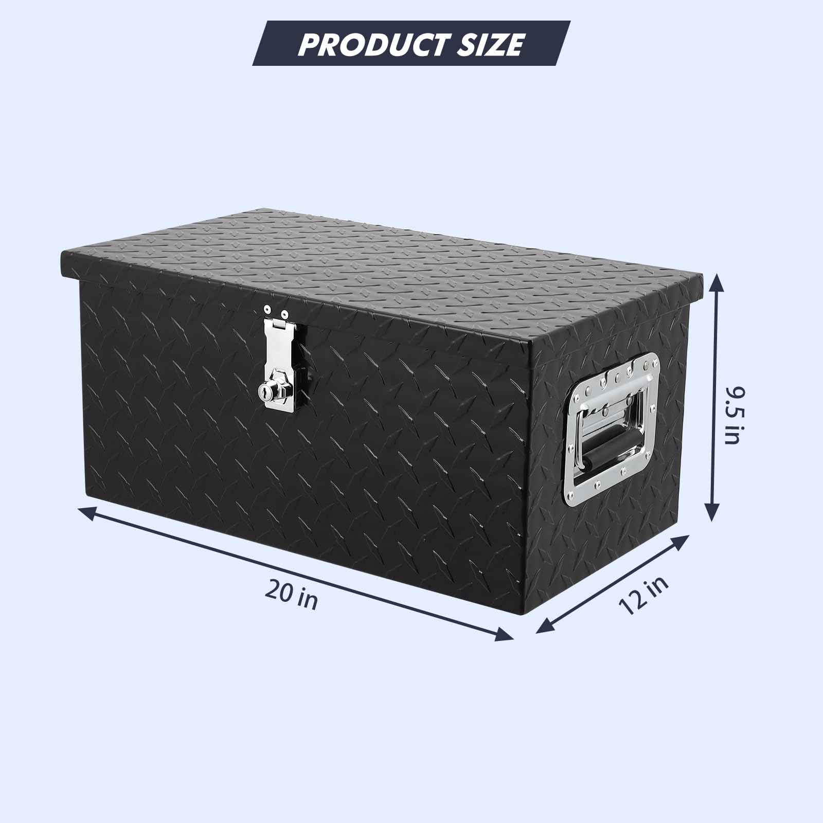 Garvee 20 Inch Aluminum Diamond Plate Tool Box With Lock and Keys, Heavy Duty Waterproof Truck Storage Organizer Chest for Pick Up Truck Bed, Rv Trailer/Van With Side Handle