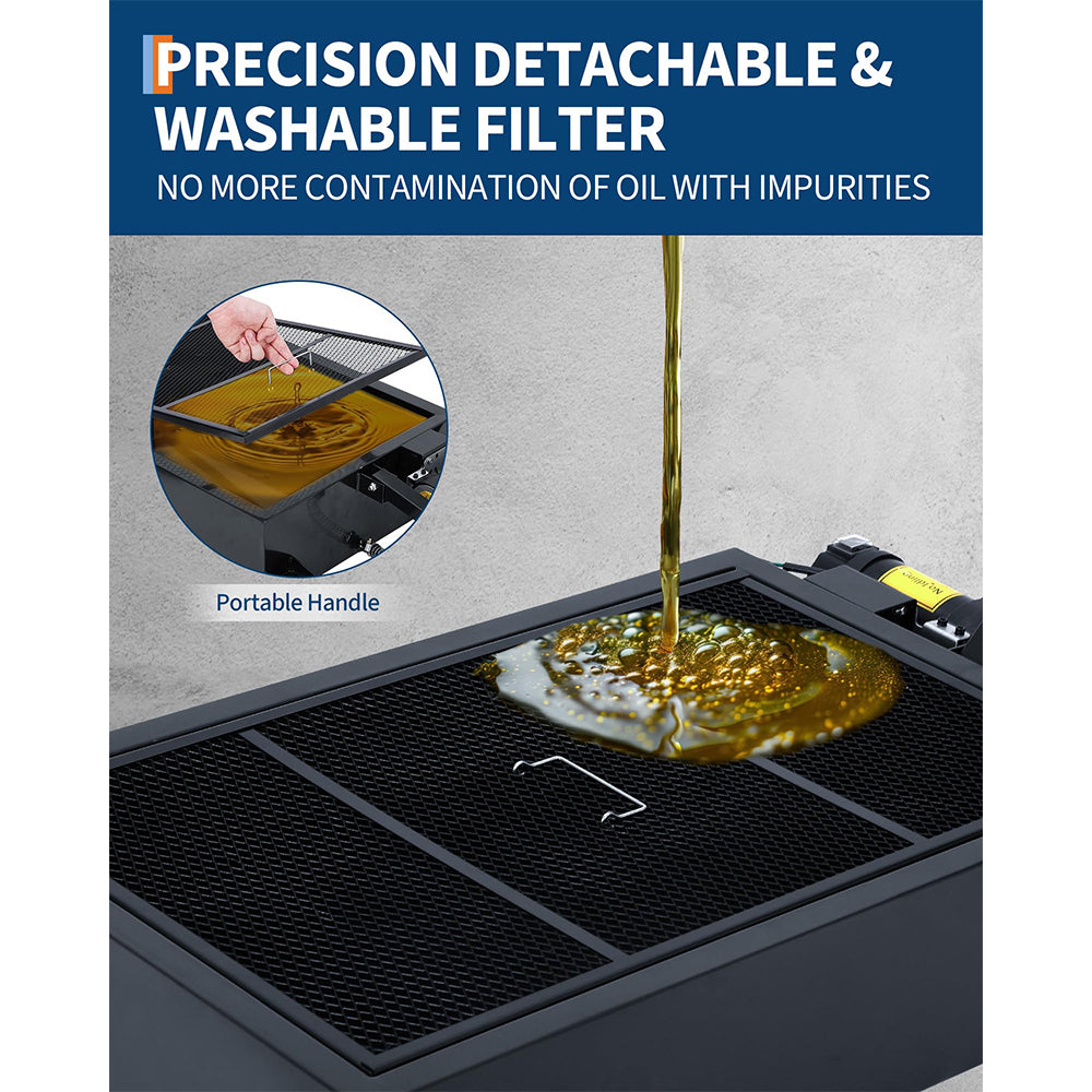 Garvee 25 Gallon Oil Drain Pan with 110V Electric Pump, 8FT Hose, Folding Handle, Carbon Steel, Wheels, for Cars, SUVs, Trucks, Buses, RVs