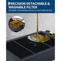 Garvee 25 Gallon Oil Drain Pan with 110V Electric Pump, 8FT Hose, Folding Handle, Carbon Steel, Wheels, for Cars, SUVs, Trucks, Buses, RVs