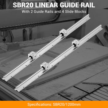 Garvee Linear Rail Slide SBR20-1200mm (2 PCS) and 4 PCS 4SBR20UU Bearing Blocks, Linear Bearing CNC Kit for Automated Machines DIY Project and Equipment