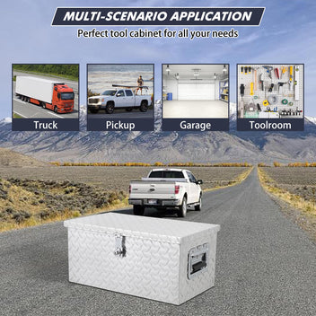 Garvee 20 Inch Aluminum Diamond Plate Tool Box With Lock and Keys, Heavy Duty Waterproof Truck Storage Organizer Chest for Pick Up Truck Bed, Rv Trailer/Van With Side Handle