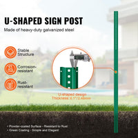 Garvee 6 Ft U Channel Sign Post, Heavy Duty Galvanized Steel Yard Sign Stakes with 0.39'' Pre-Drilled Holes, Rust-Resistant & Easy Assembly for Outdoor Streets, Lawns, Green, 4 Pack