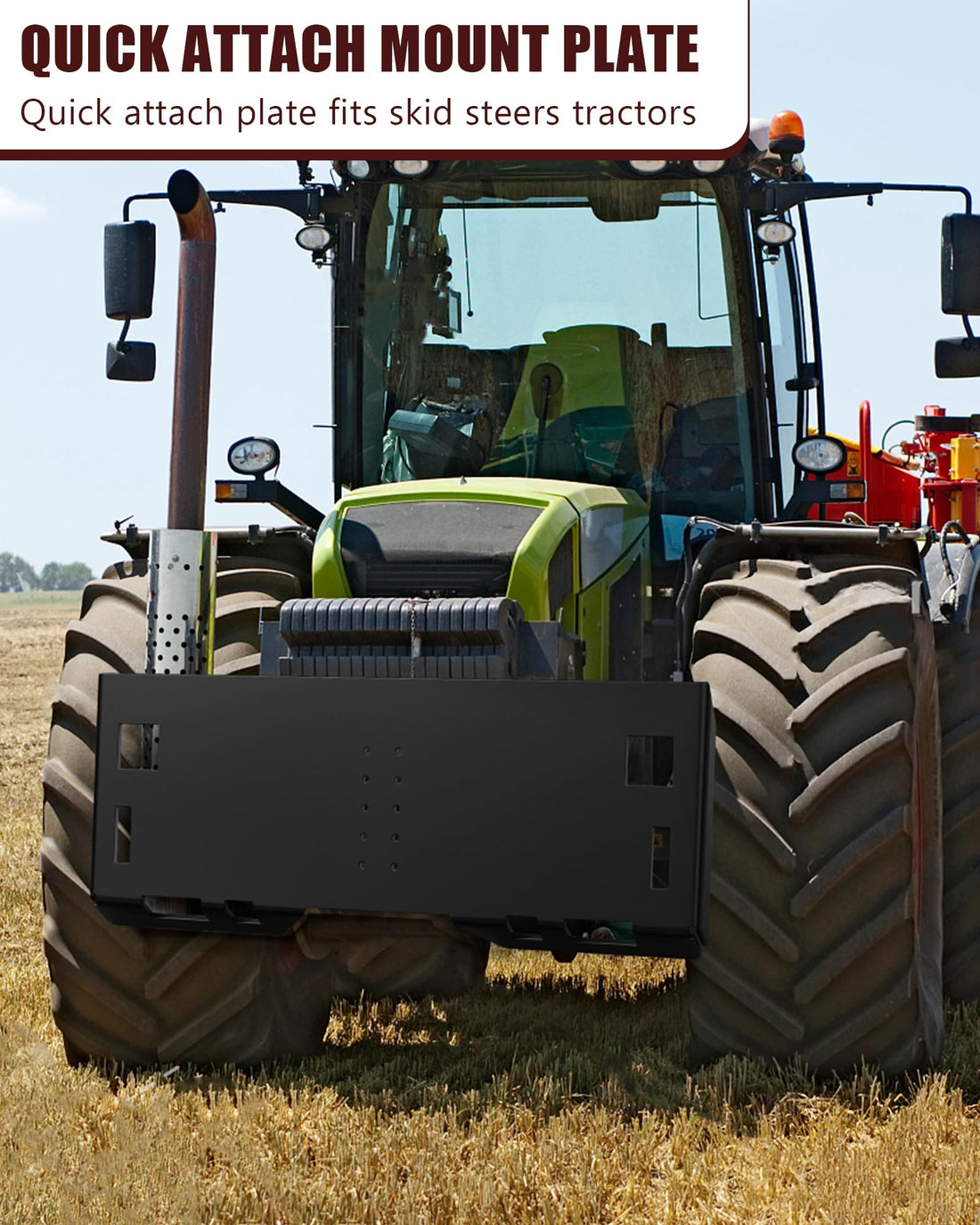 Garvee 1/4" Thick Universal Skid Steer Mount Plate w/Holes, Skid Steer Plate Attachment 3000LBS Weight Capacity Quick Attach Mount Plate Compatible with Kubota, Bobcat Skid Steers and Tractors