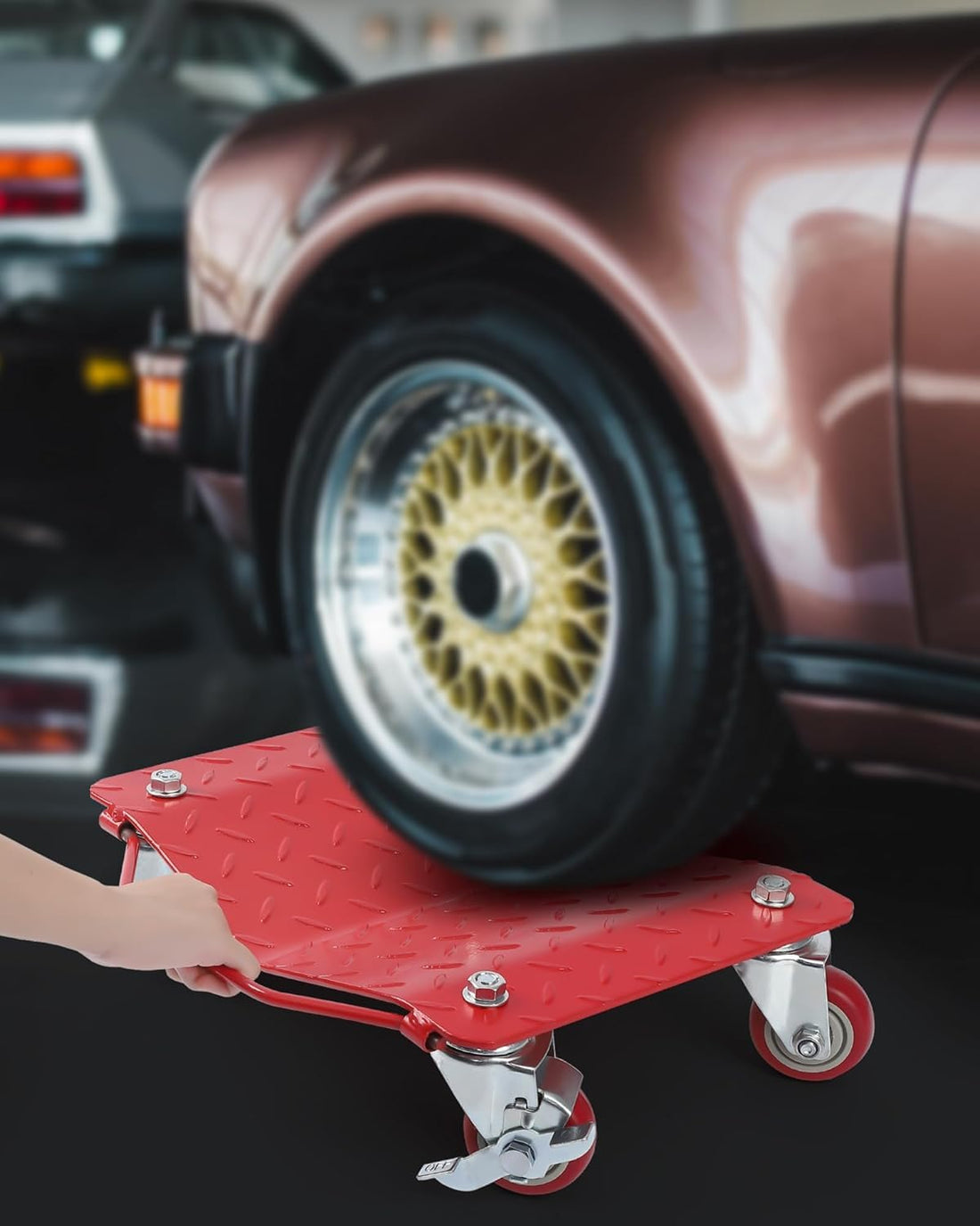 Garvee Heavy Duty 8000lbs Car Wheel Dolly Set of 4 - V-Shaped Anti-Skid Lockable Wheels - Global Vehicle Rollers for Cars, Trucks, SUVs, Trailers, Motorcycles, Boats, Tractors - Color: System Default