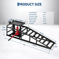 Garvee 2-Pack Hydraulic Car Ramps, 5T/11000 lbs Capacity Low-Profile Car Lift with Adjustable Height (9.4"-13.34") for Trucks, Trailers, and Auto Repair in Garage, Black